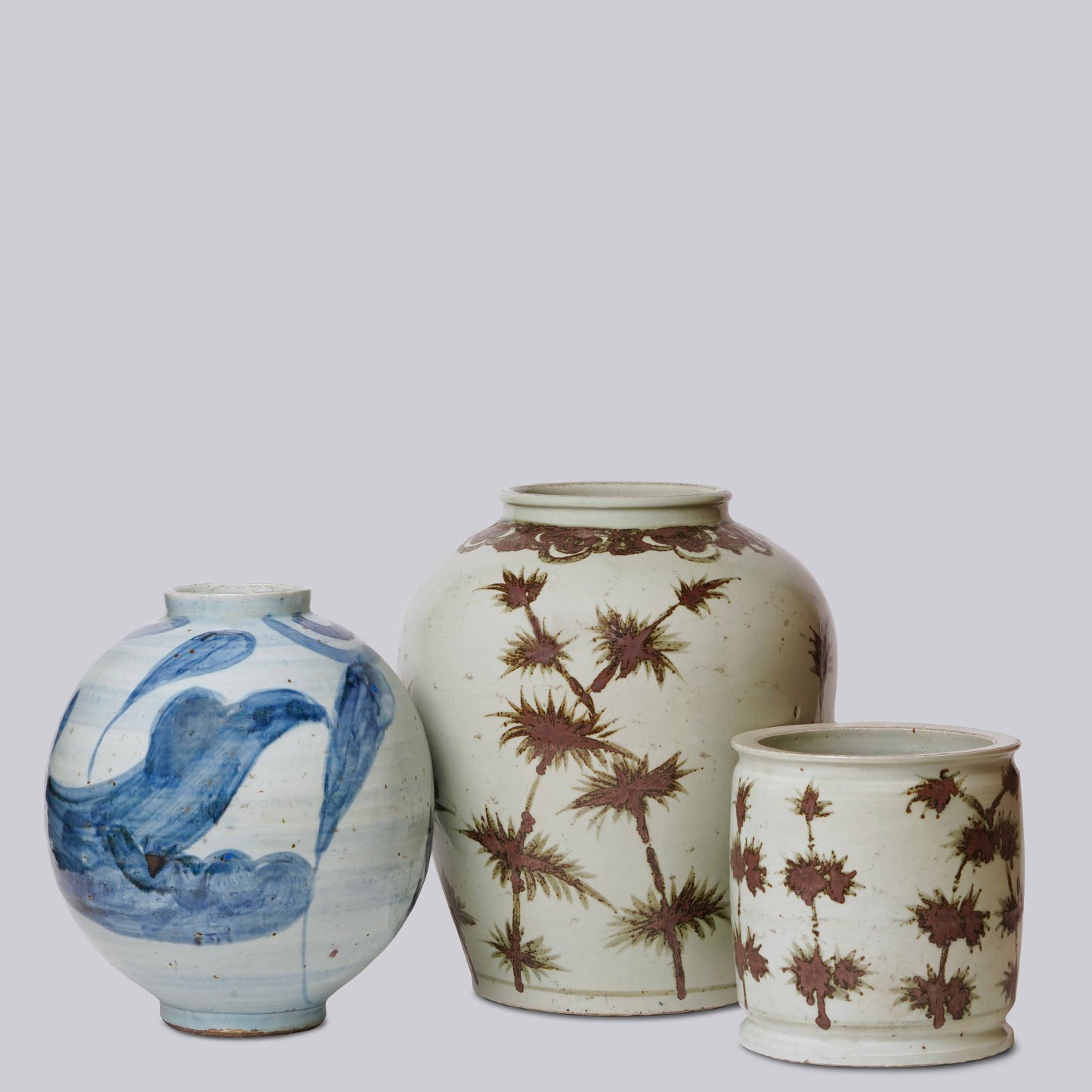 Rustic Copper Glazed Bamboo Porcelain Cachepot