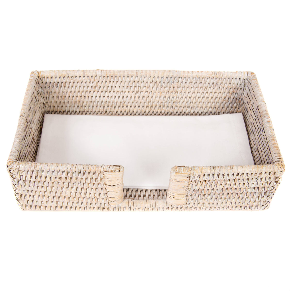 Rattan Guest Towel Holder with Cutout – Napkin Tray