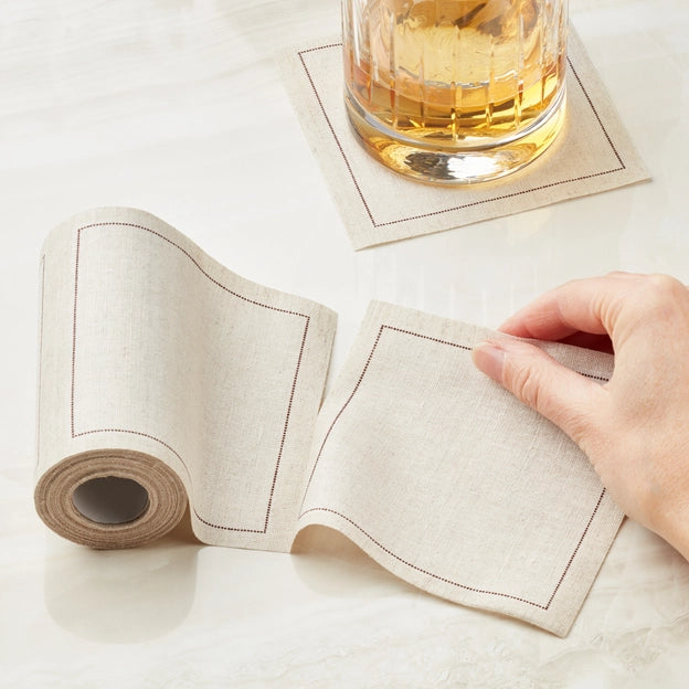 Natural Linen Cocktail Napkin Roll