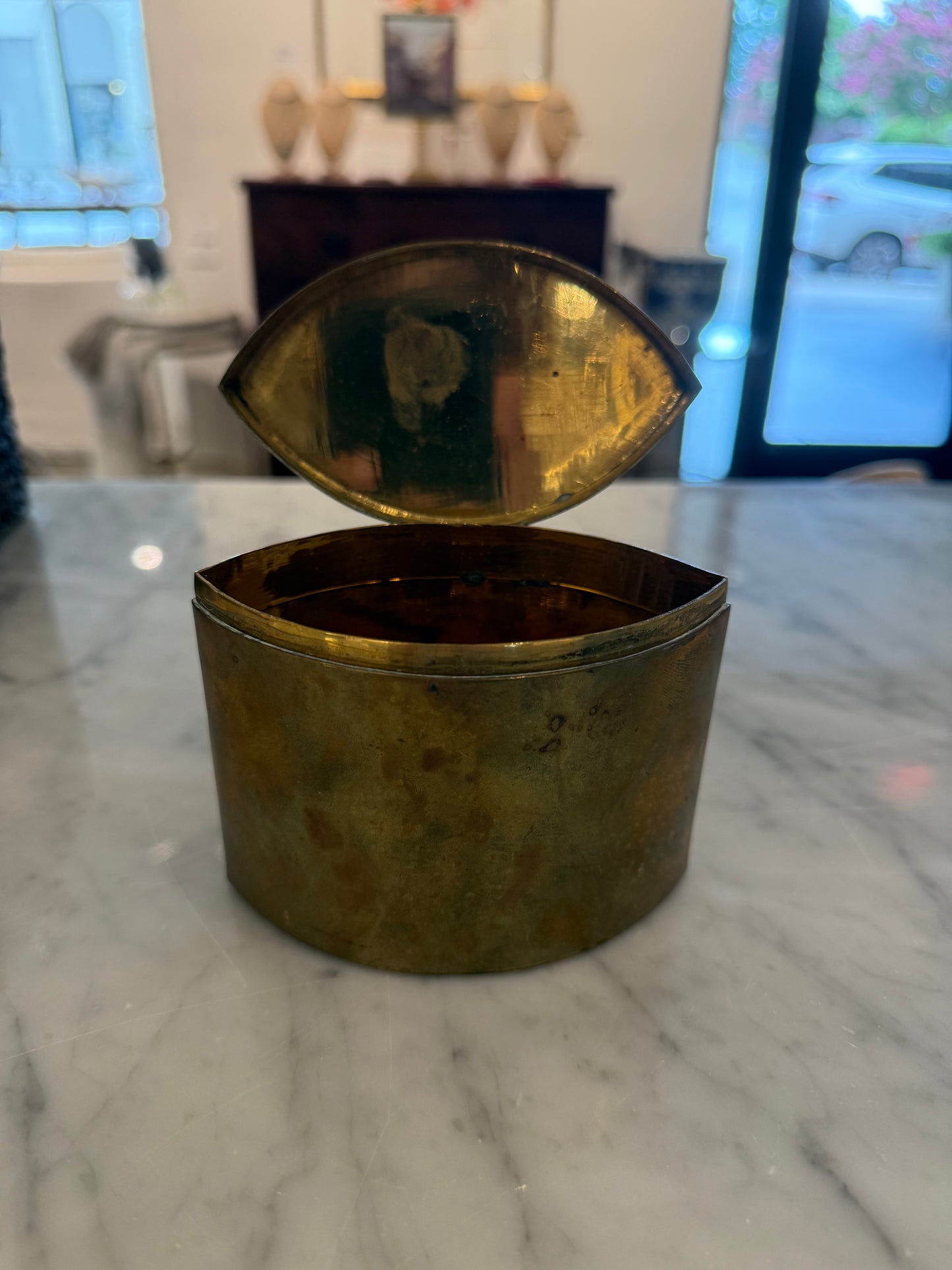 Oval Brass Lidded Box