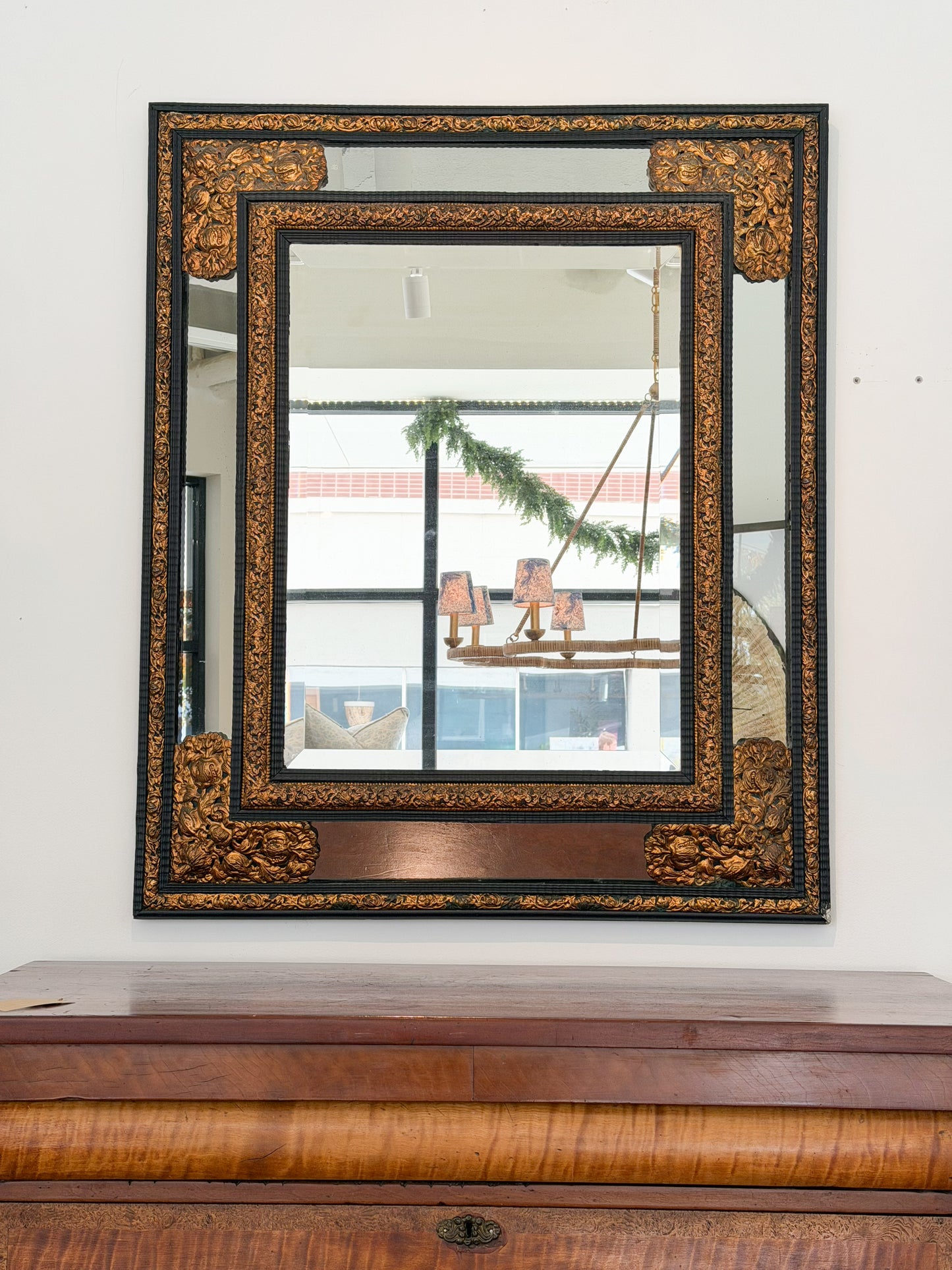 Antique Black and Gold Mirror