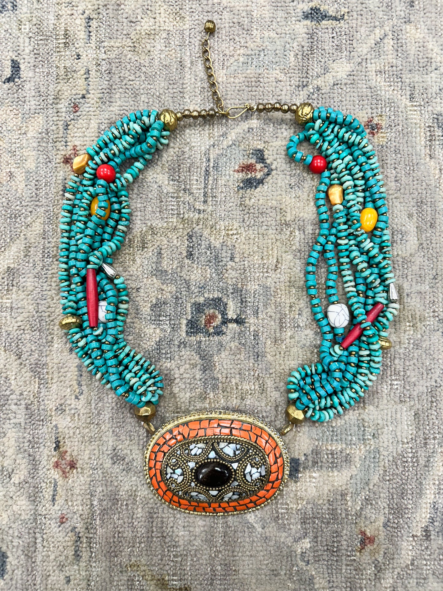 Turquoise Beaded Statement Necklace