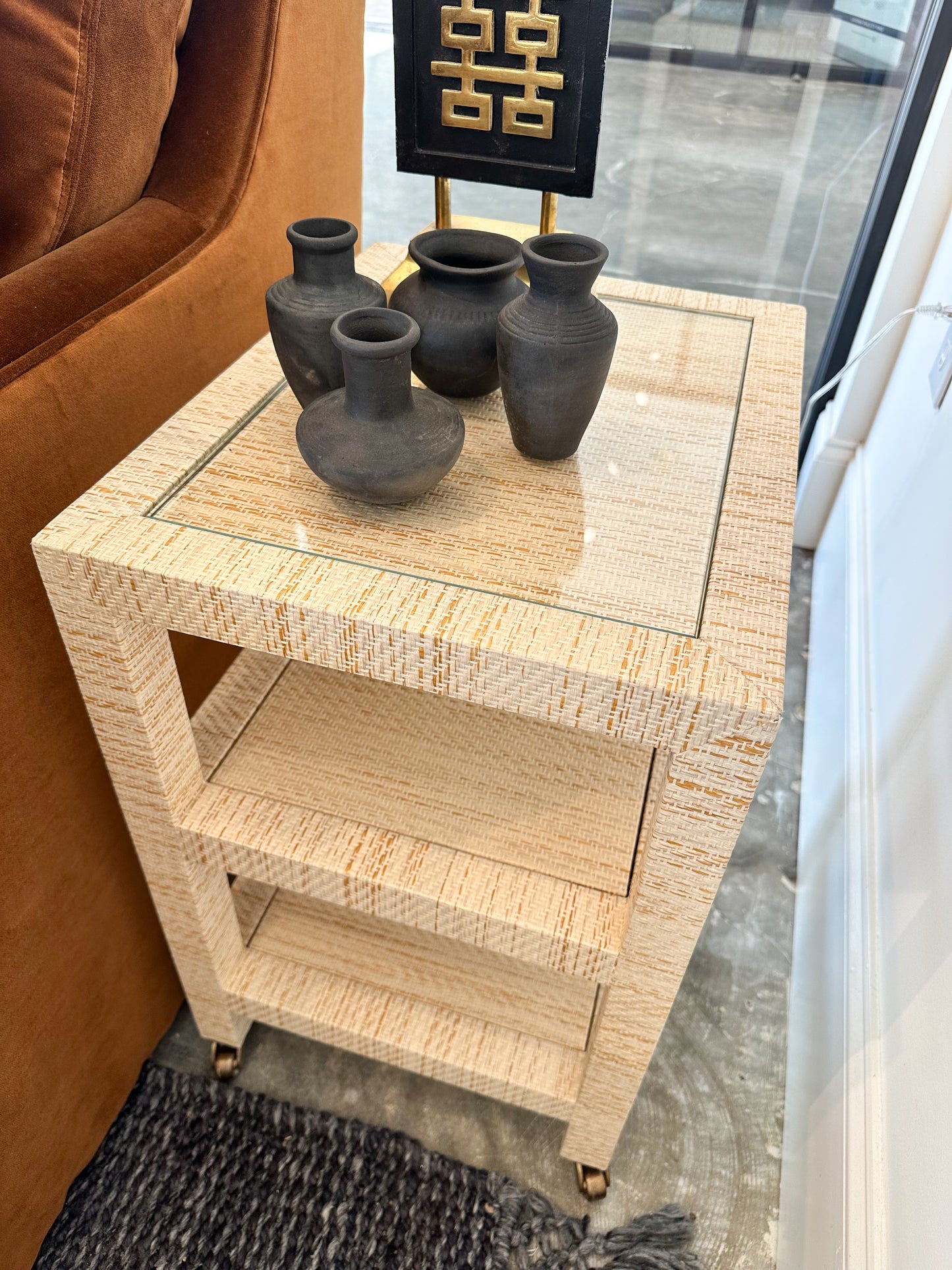 Rattan 3 Tier Side Table