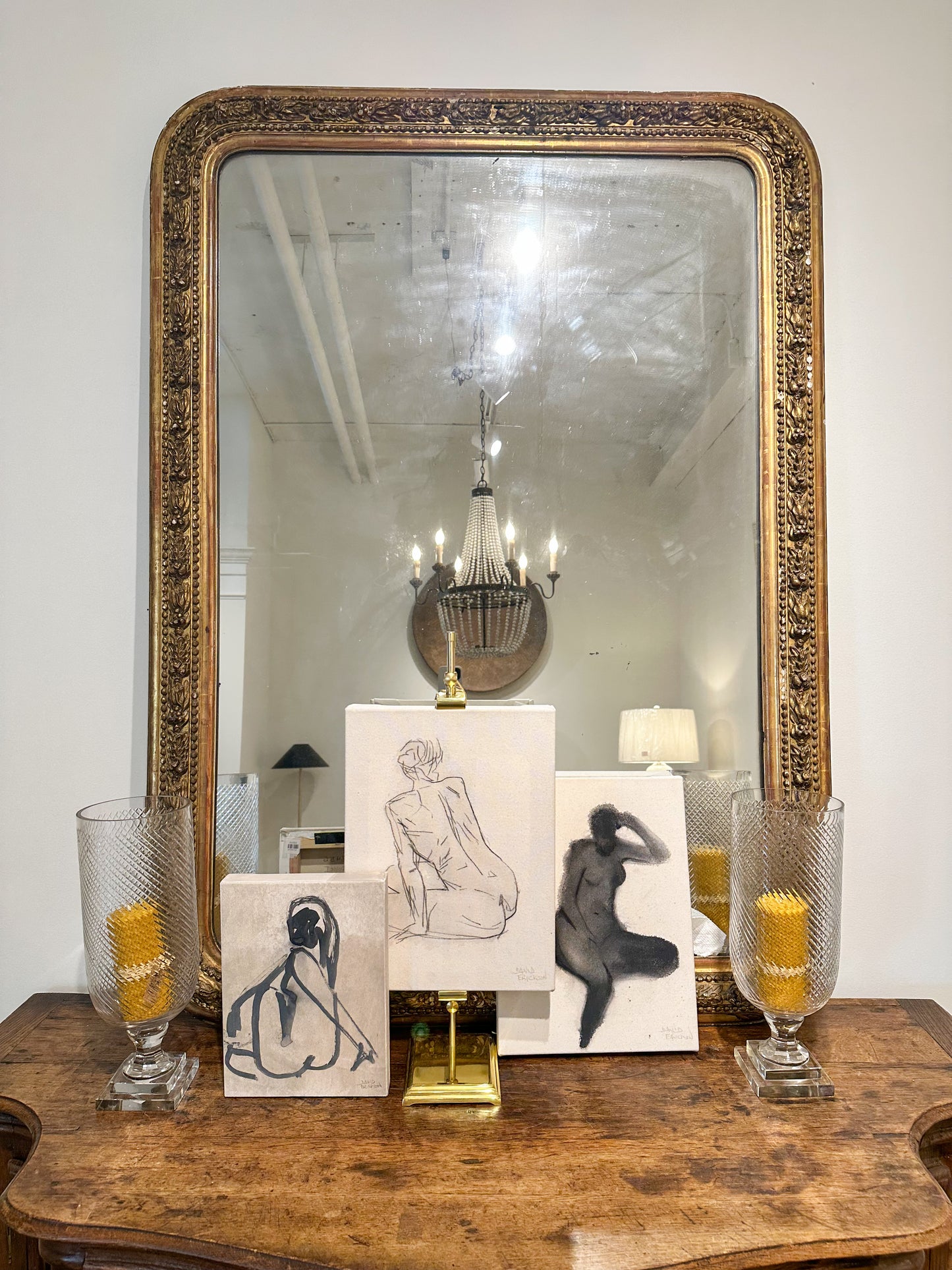 Antique Brass Framed Mirror