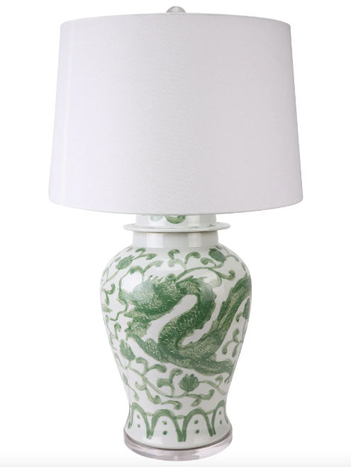 Jingdezhen Hand Painted Temple Jar Lamp - Green