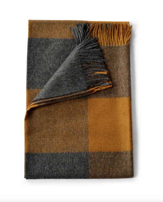 Baby Alpaca Throw - Amber/Ledge Plaid