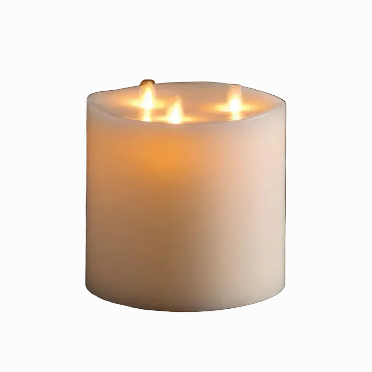 Lightlyi 6x6 Tri Flame Pillar Ivory