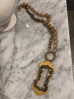 Mixed Chain, Ring Gold Buckle Necklace