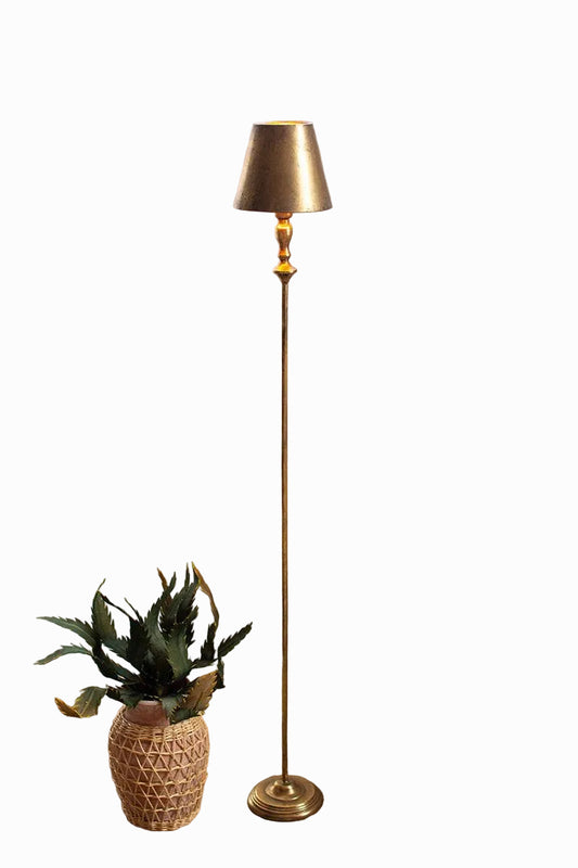 ANTIQUE GOLD FLOOR LAMP WITH METAL SHADE