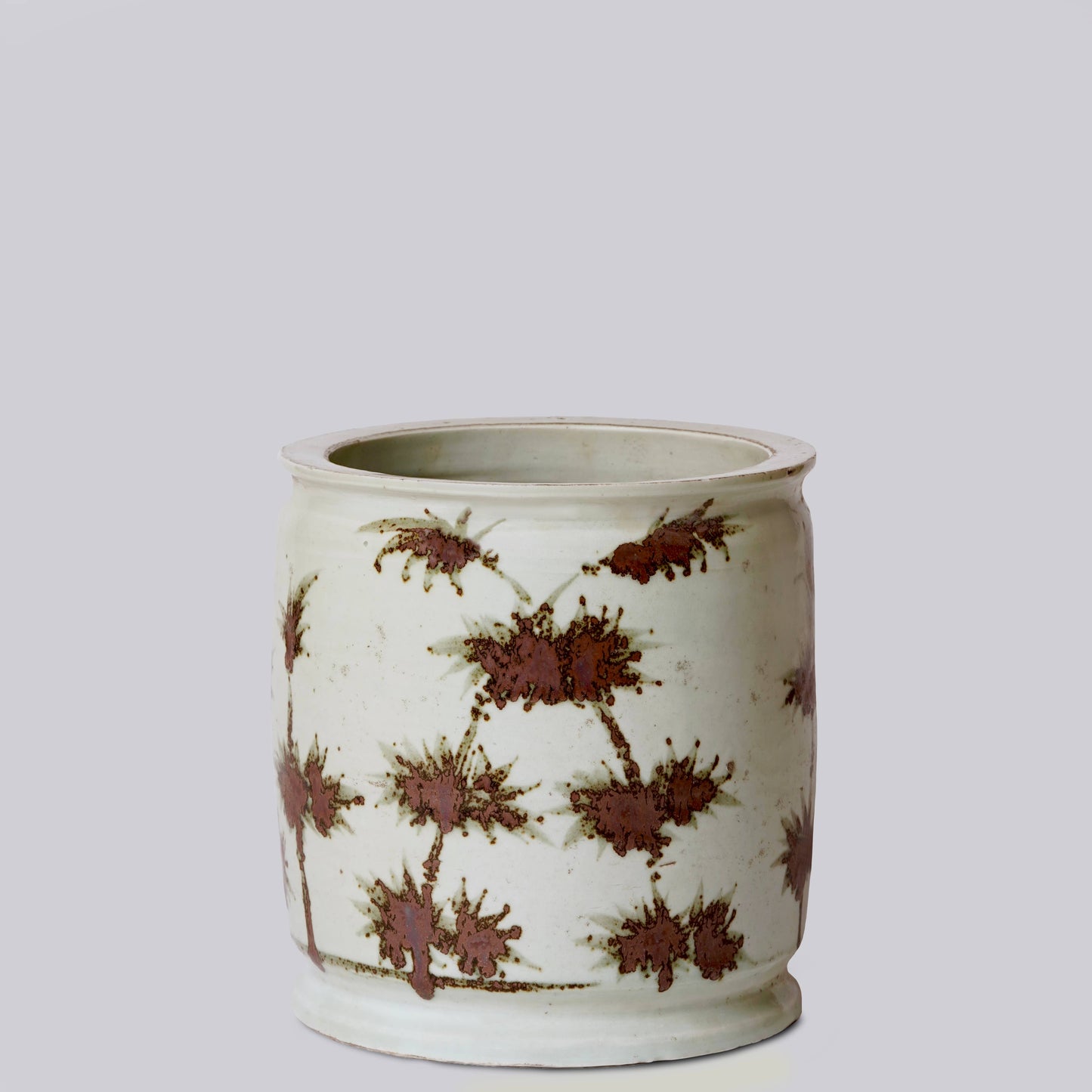 Rustic Copper Glazed Bamboo Porcelain Cachepot