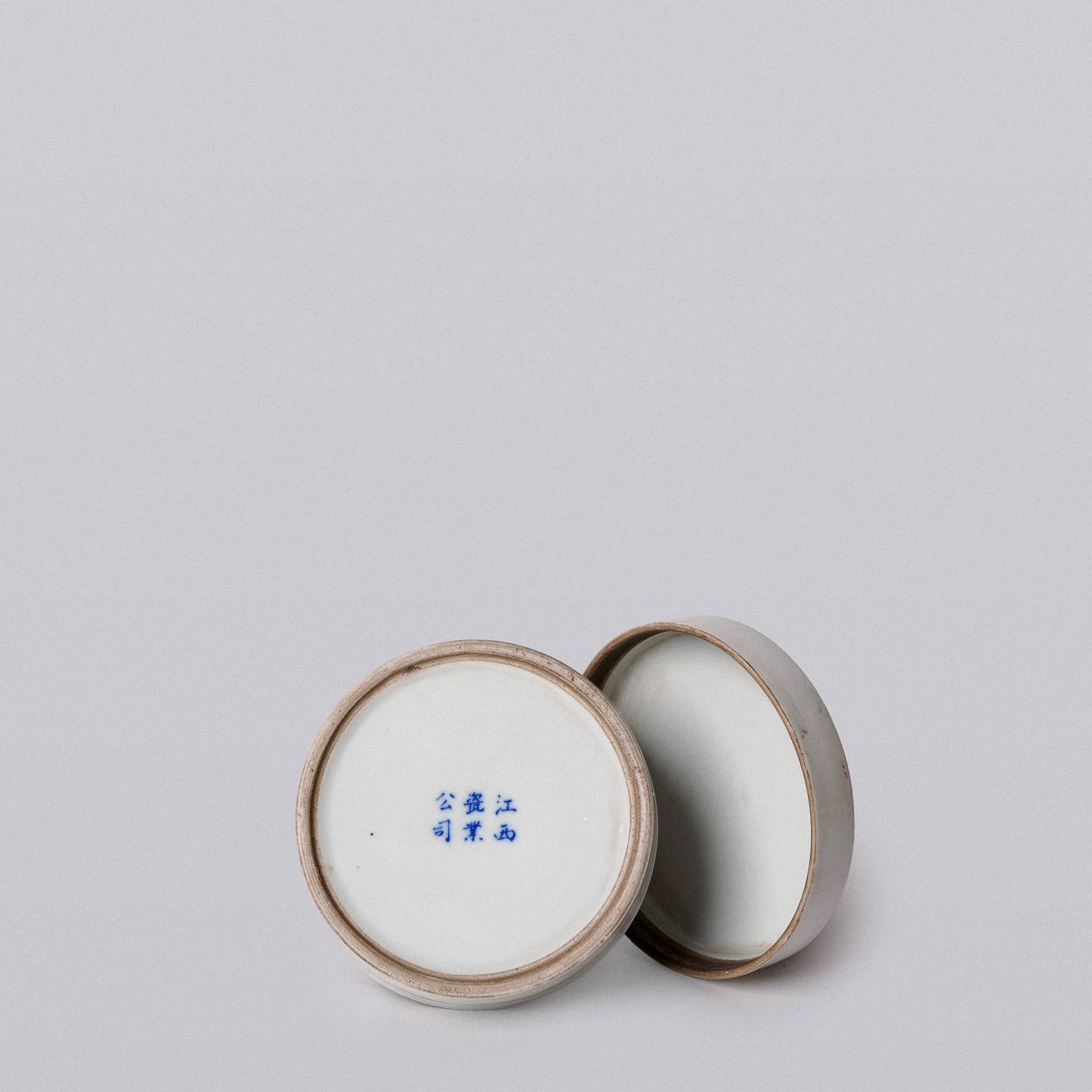 Blue and White Porcelain River Landscape Ink Box