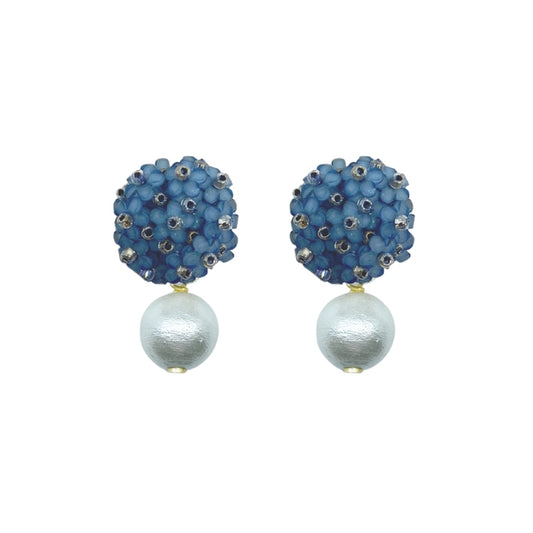 Liz Cotton Pearl Blue Earrings
