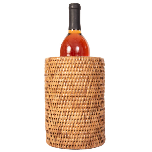 Rattan Wine Chiller: Stainless Steel, Handwoven Cooler