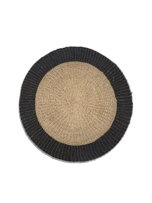 Round Seagrass Mat Gray Edge