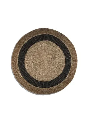 Round Seagrass Mat Gray & Natural Edge