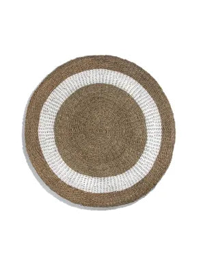 Round Seagrass Mat White & Natural Edge