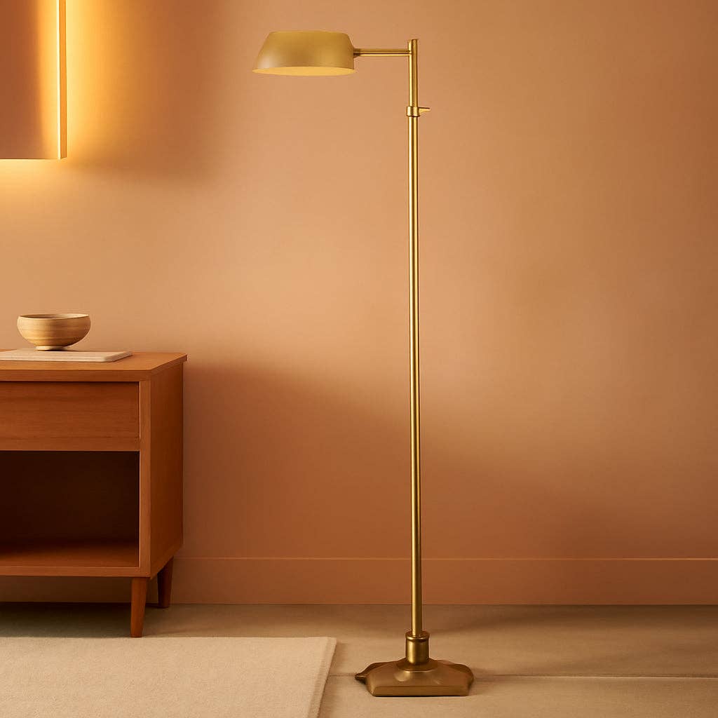 Pharmacy Floor Lamp Antique Brass Height Adjustable