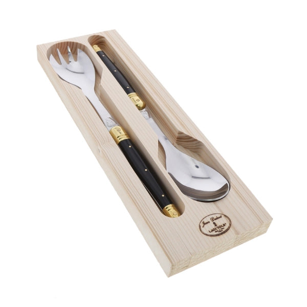 Jean Dubost Salad Servers in Black and Brass