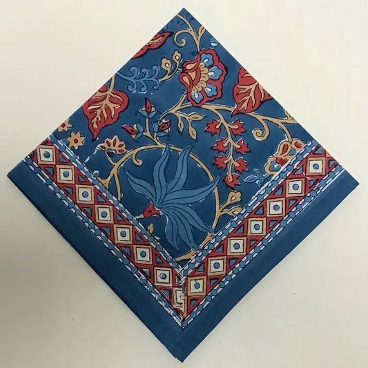 Hand-block Printed Napkins Indo Fleur Blue