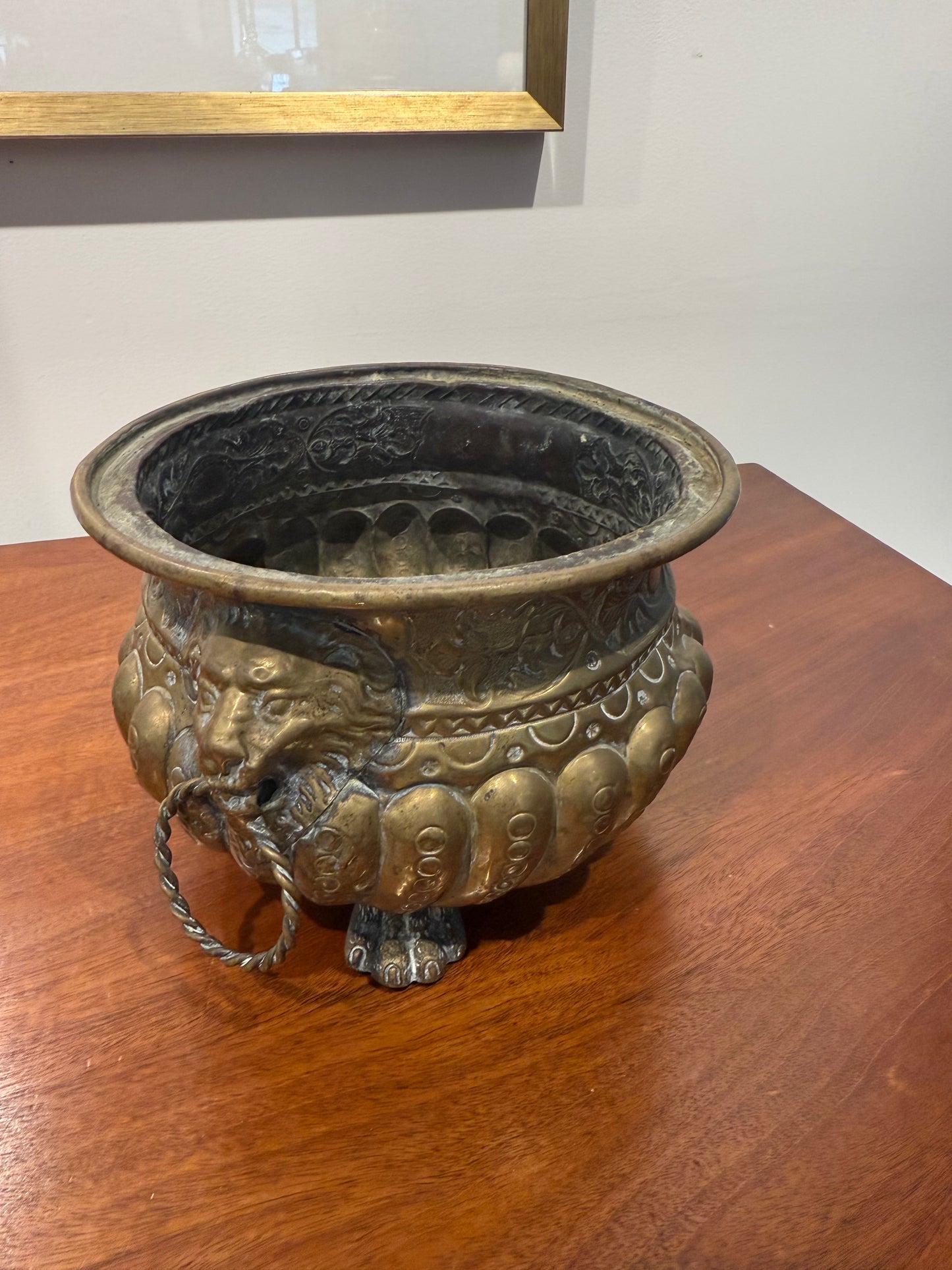 Lionhead Brass Planter
