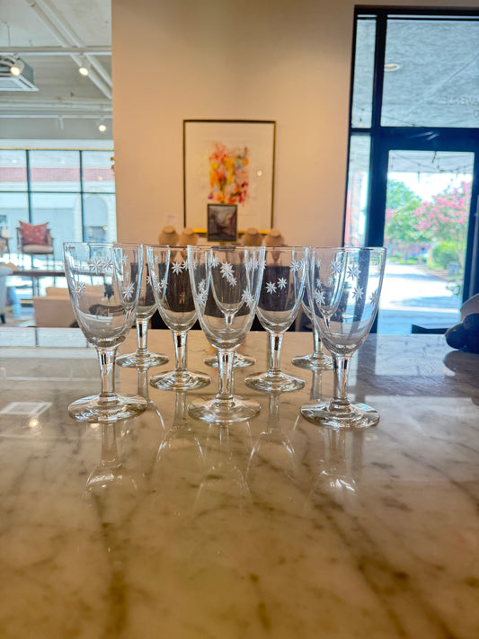 Star Etched Wine Glasses - Set of 8