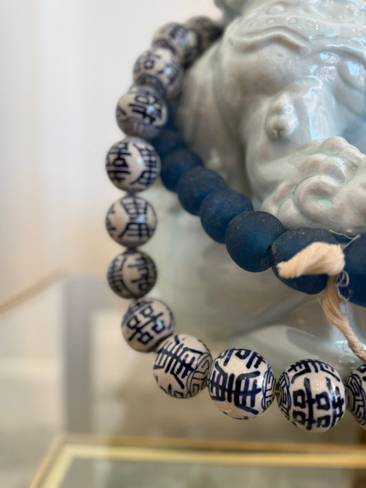 Blue & White Strand Beads