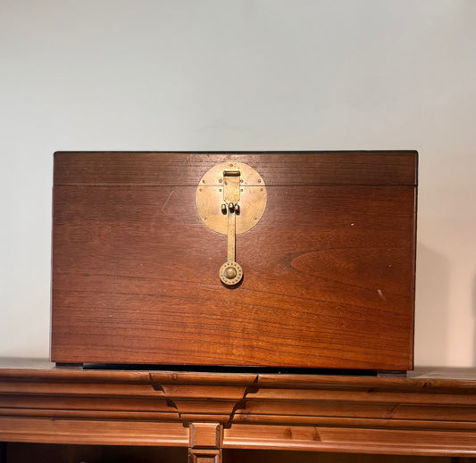 Asian Style Wooded Box w/ Brass Hardware - Large