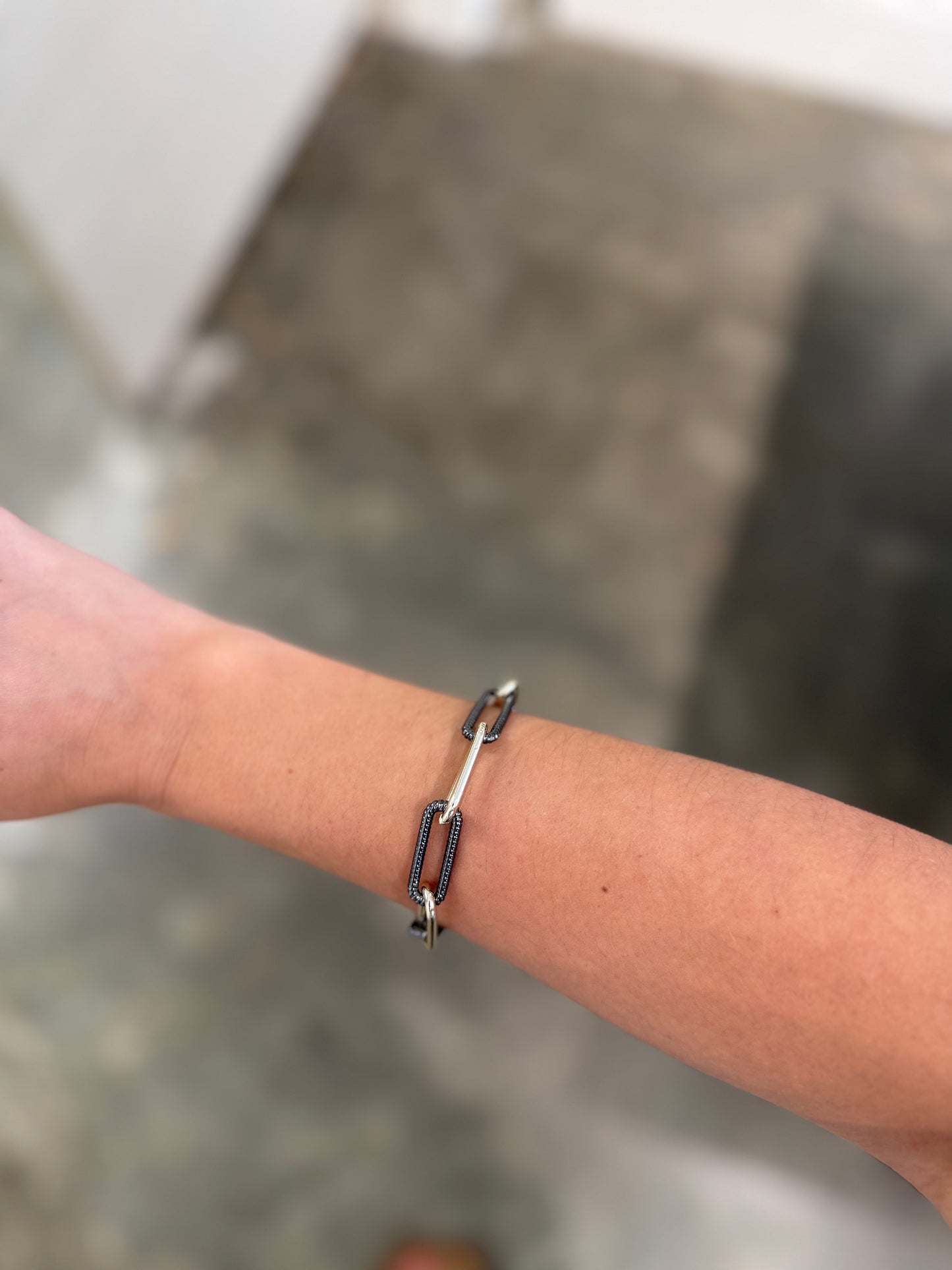 Gunmetal and Gold Chain Bracelet