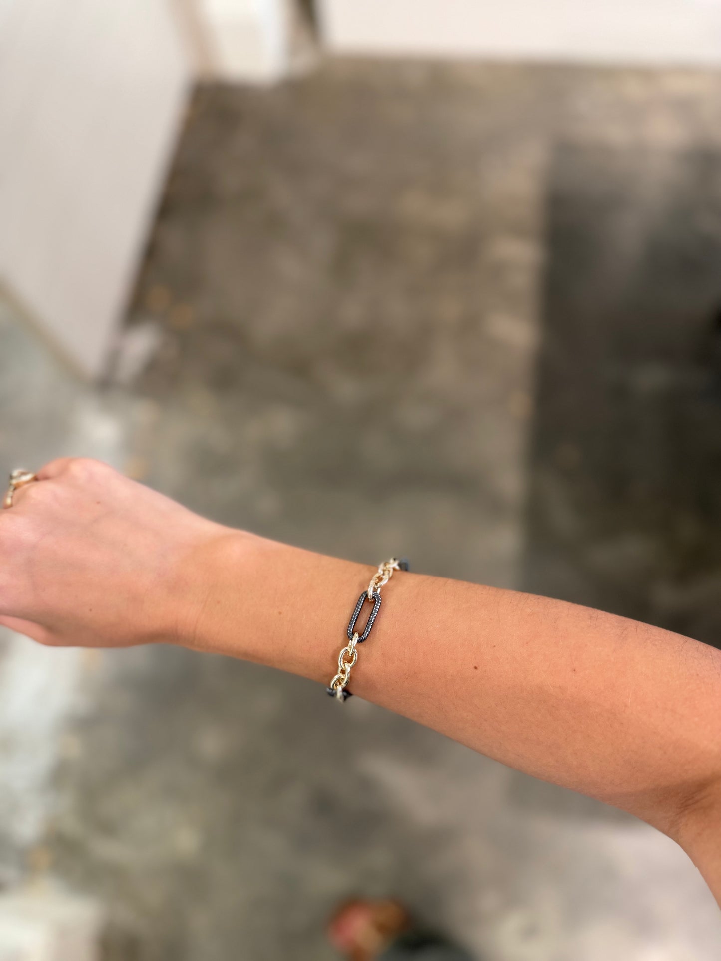 Gunmetal and Gold Chain Bracelet