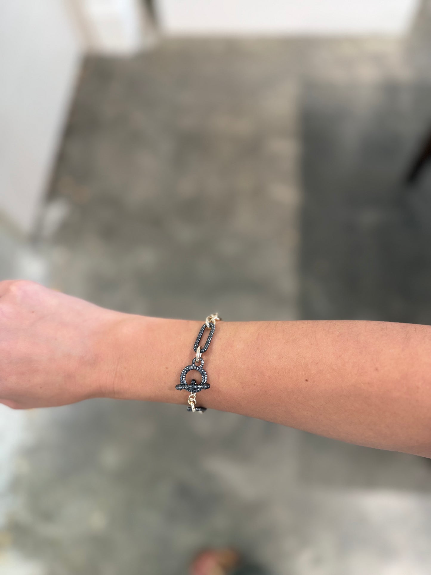 Gunmetal and Gold Chain Bracelet