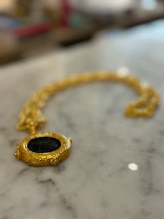 Gold & Black Coin Necklace
