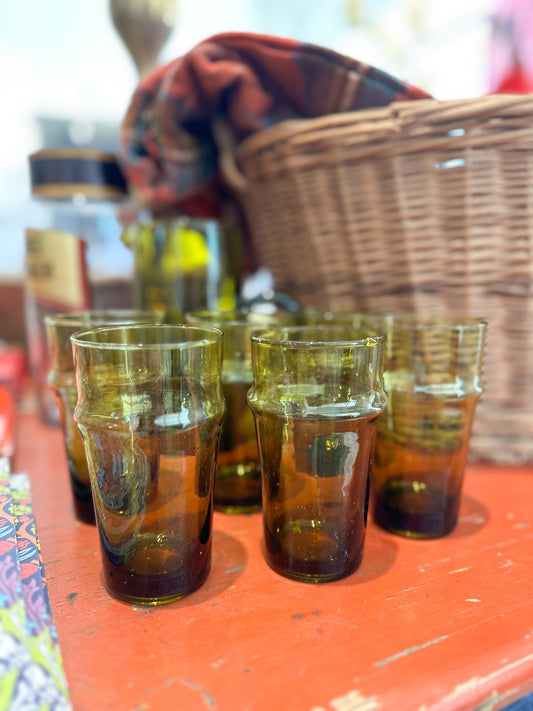 Set of Large Moroccan Amber Glasses