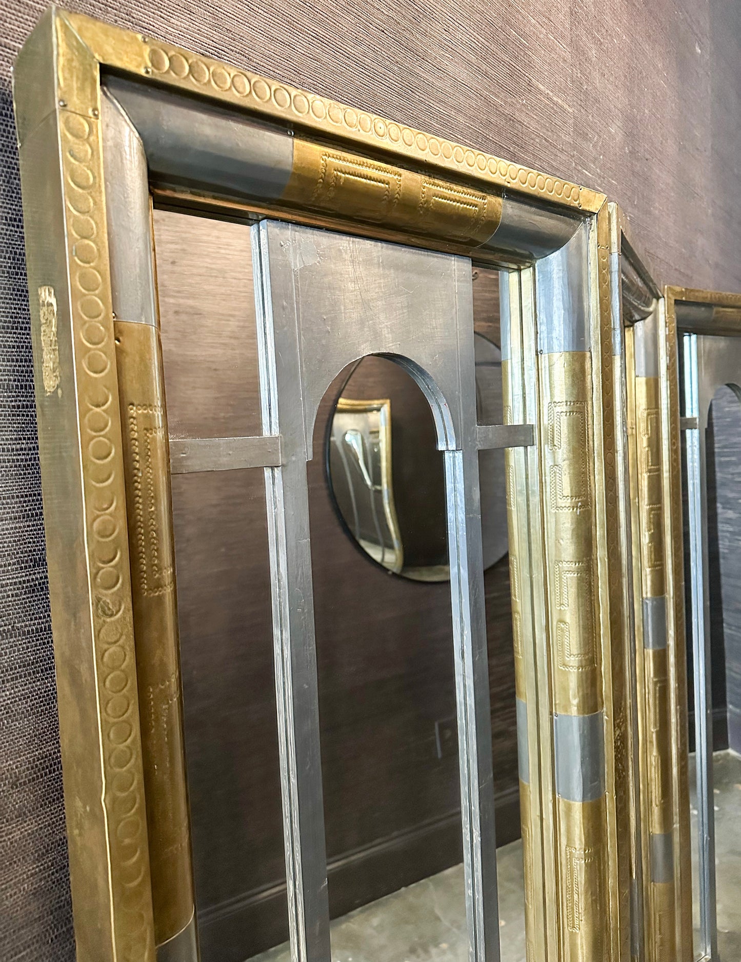 3 Panel Brass and Mirror Screen