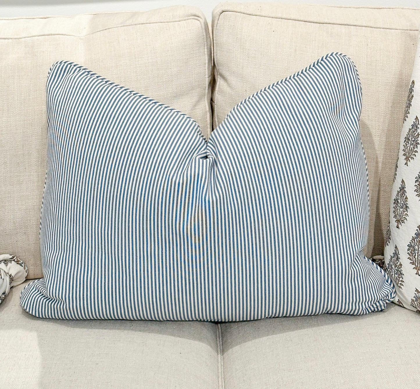 Pinstripe Denim Lumbar Pillow