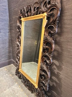 Mahogany Carved Floral MIrror