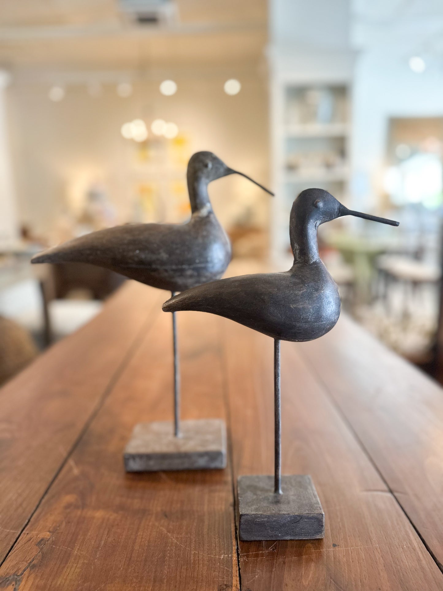 Wooden Birds on Pedastals