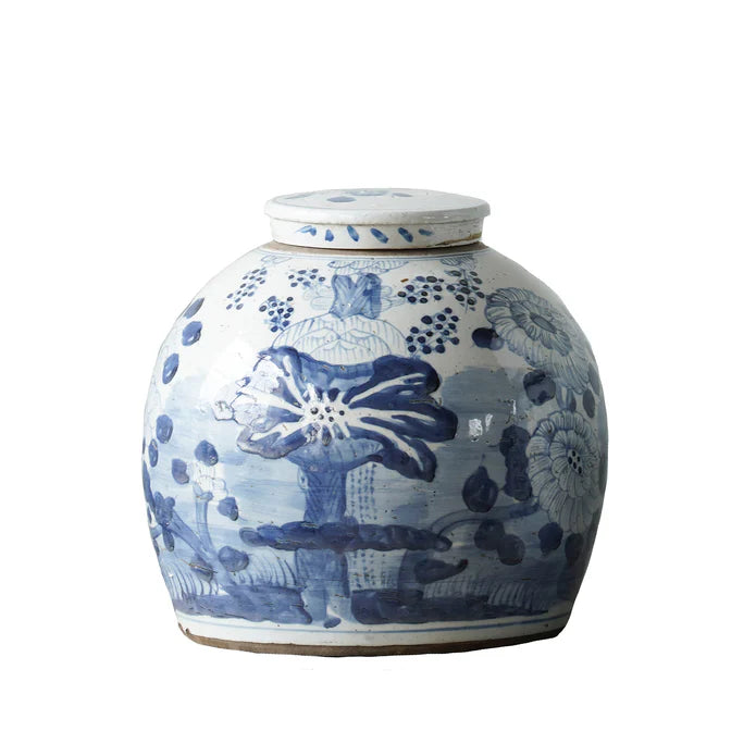 Jingdezhen Hand-Painted Tea Jar with Lotus Flower