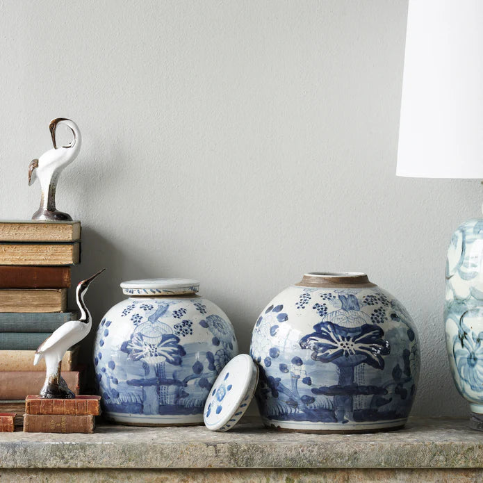 Jingdezhen Hand-Painted Tea Jar with Lotus Flower