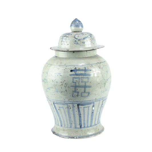 Blue and White Temple Jar Double Happy