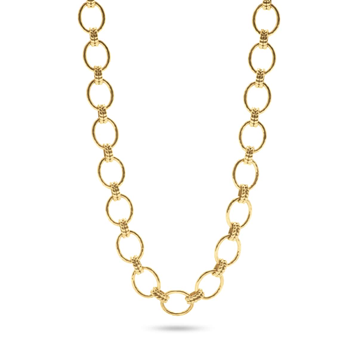 Cleopatra Grand Link Necklace in Hammered Gold