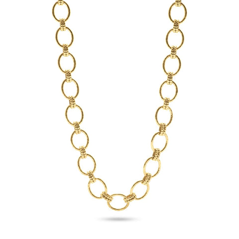 Cleopatra Grand LInk Necklace in Hammered Gold