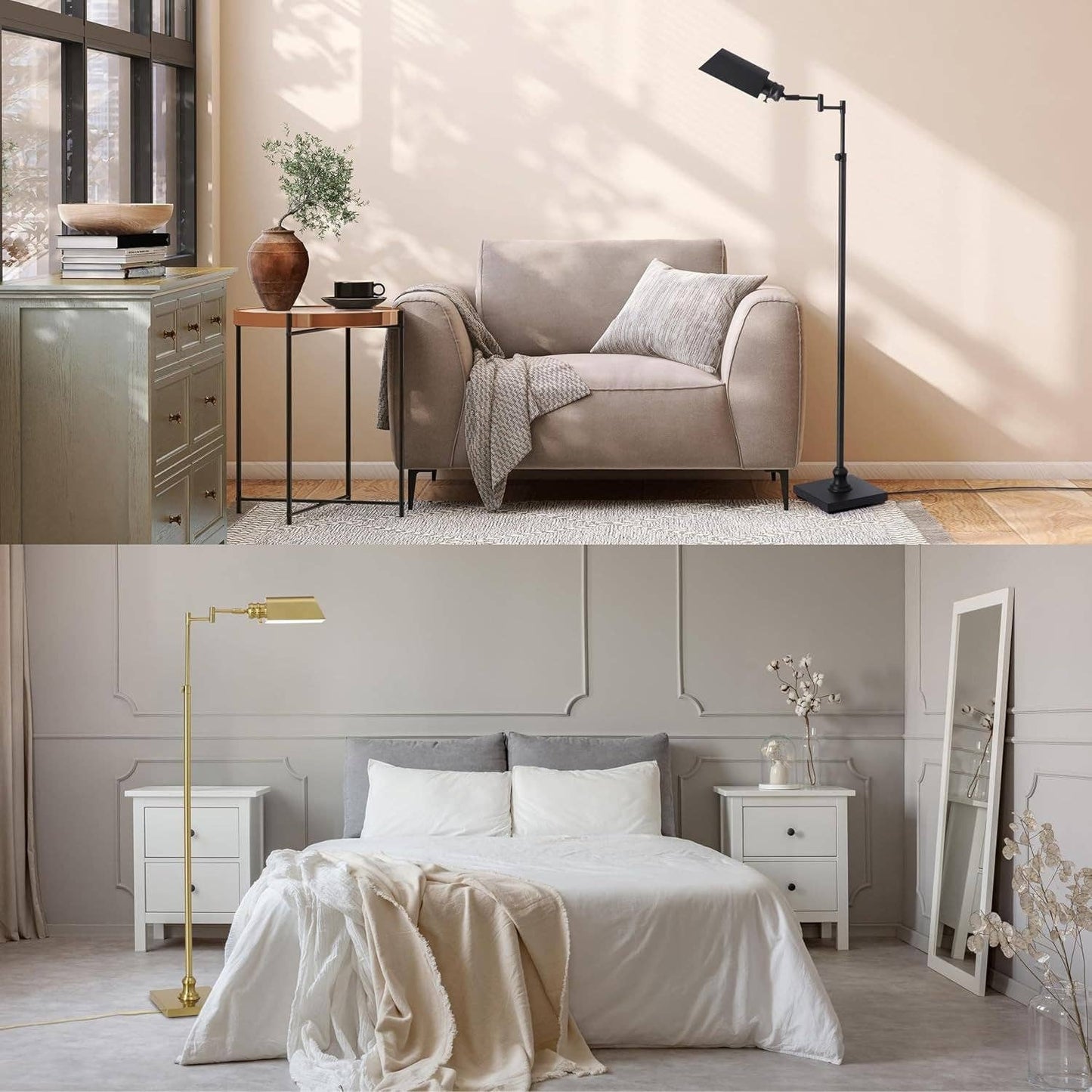 Pharmacy Floor Lamp Antique Brass Height Adjustable