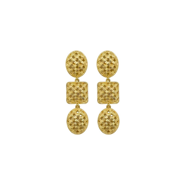 Catherine Gold Lattice Triple Earrings