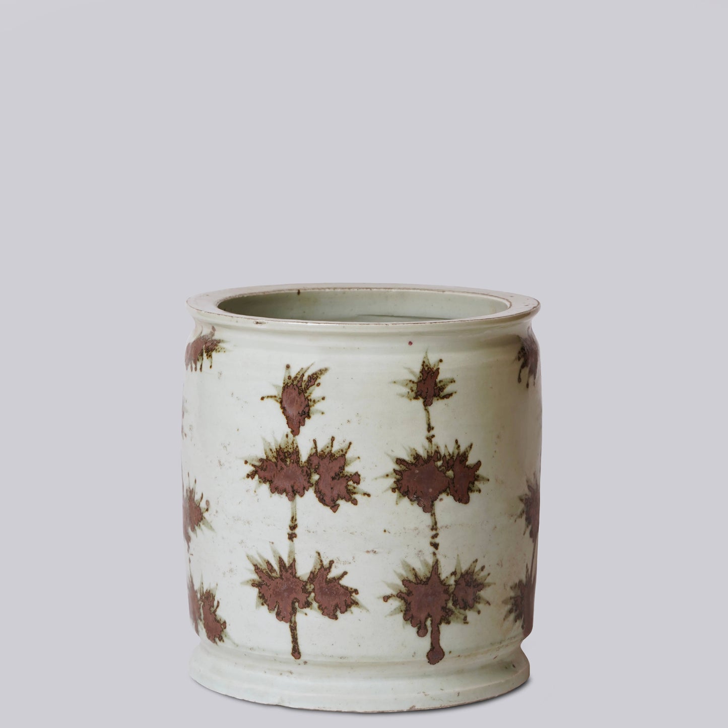 Rustic Copper Glazed Bamboo Porcelain Cachepot