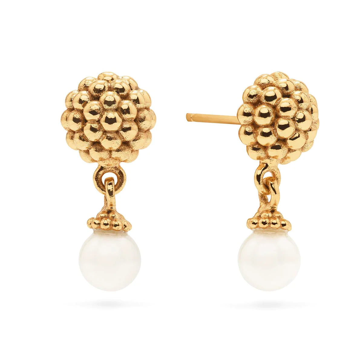 Berry Drop Stud Earrings - Pearl