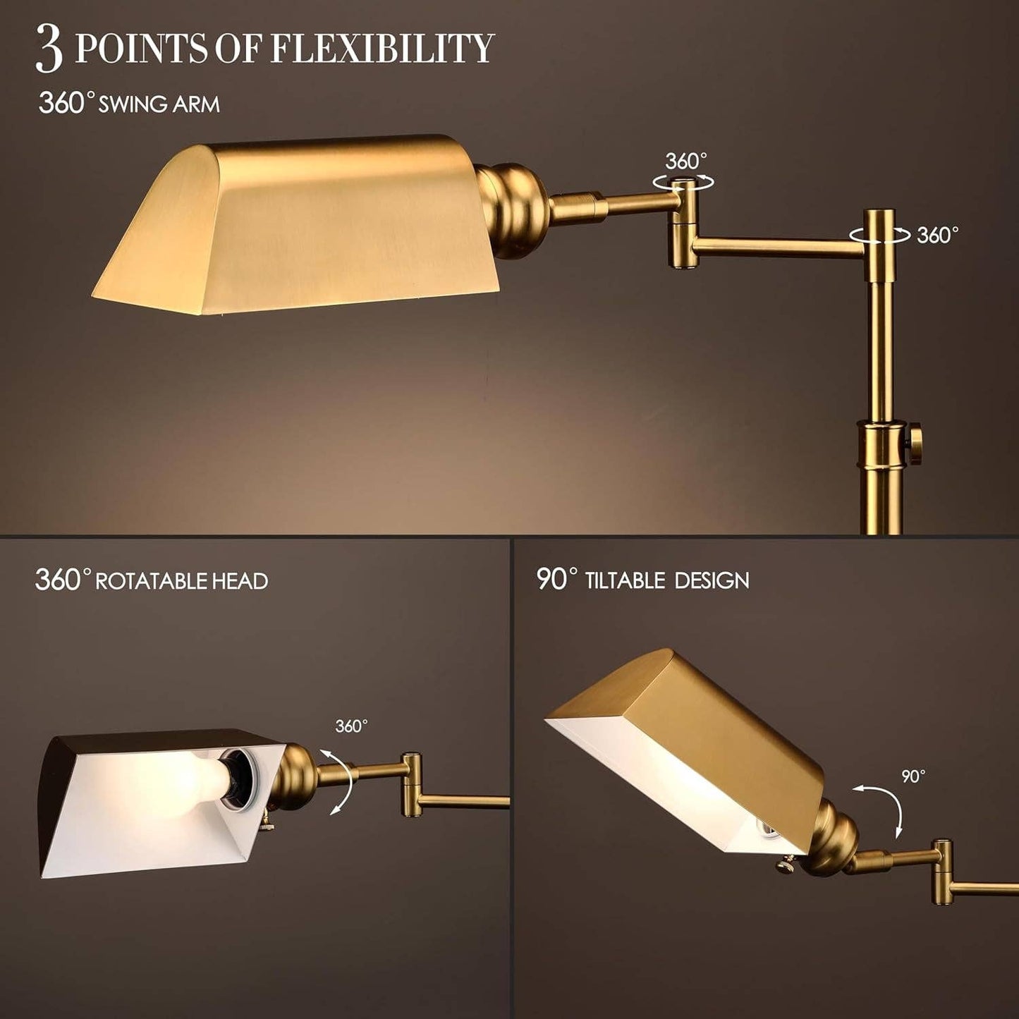 Pharmacy Floor Lamp Antique Brass Height Adjustable