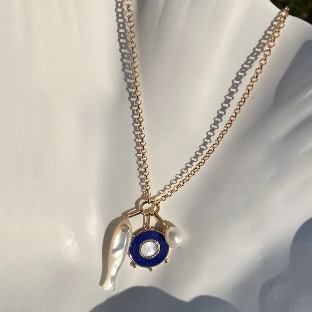 Soleil Lapis & Mother of Pearl Clip Charm