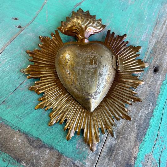 Flaming Sacred Heart Box Ornament