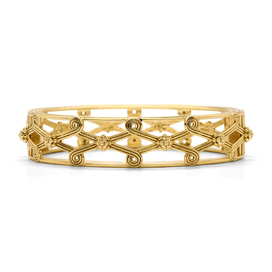 Monique Lattice Hinged Bangle in Gold