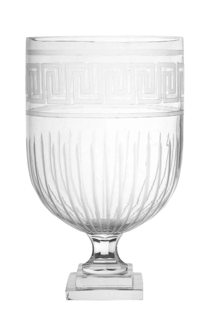 Etched Glass Greek Key Hurricane